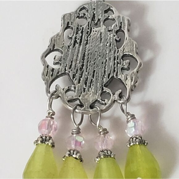 ARTISAN Dangling Chandelier Wire-Wrapped Bead Leverback Earrings - Picture 7 of 9